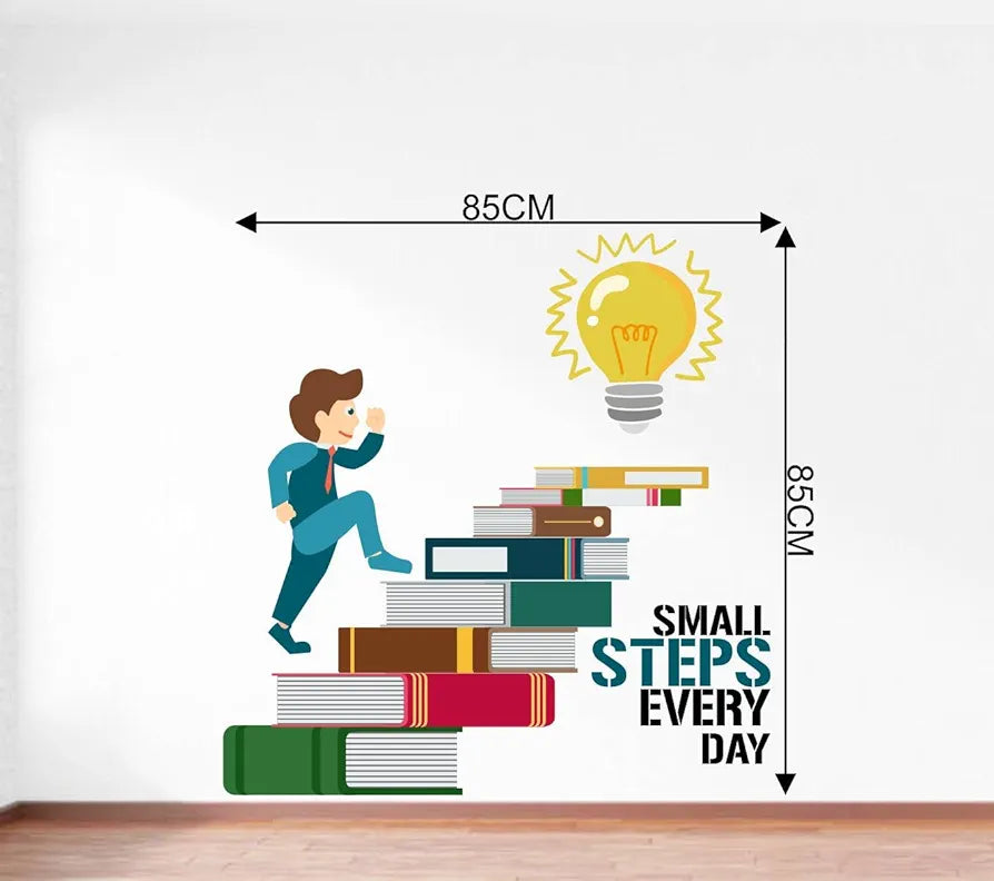 Rawpockets Small Steps Every Day Motivation Quote Wall Reusable Self-Adhesive Sticker