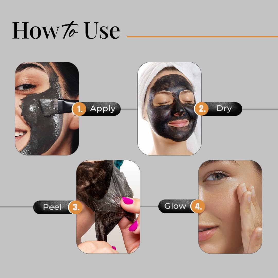 Glamveda Activated Charcoal Peel Off Mask for Men & Women | Deep Pore Cleansing Face Mask | Helps Remove Blackheads, Excess Oil & Tanning | Enriched with Argan Oil & Vitamin E | No Parabens | 100g