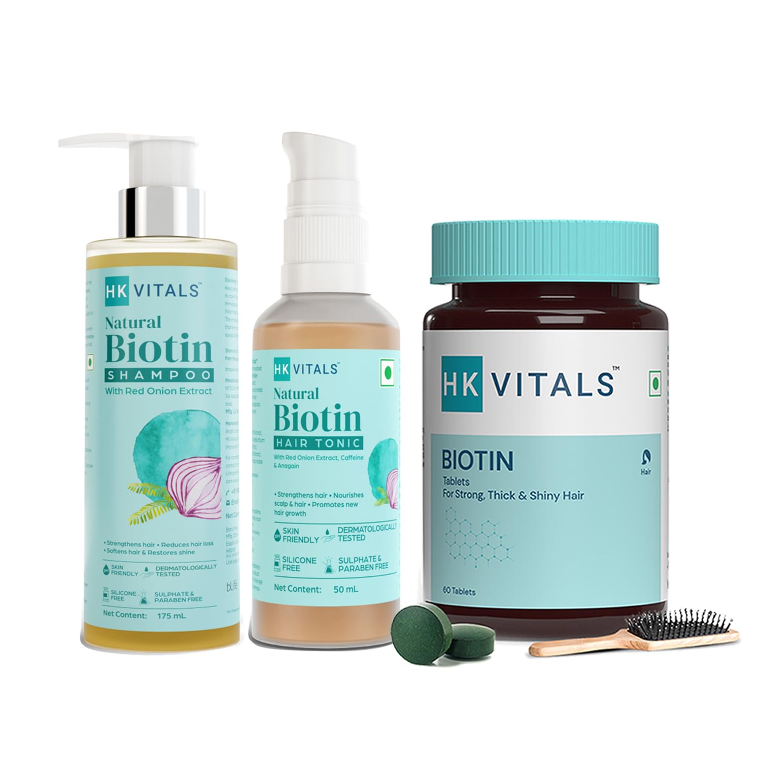 Healthkart HK Vitals Biotin Tablets, Biotin Shampoo & Hair Tonic Combo