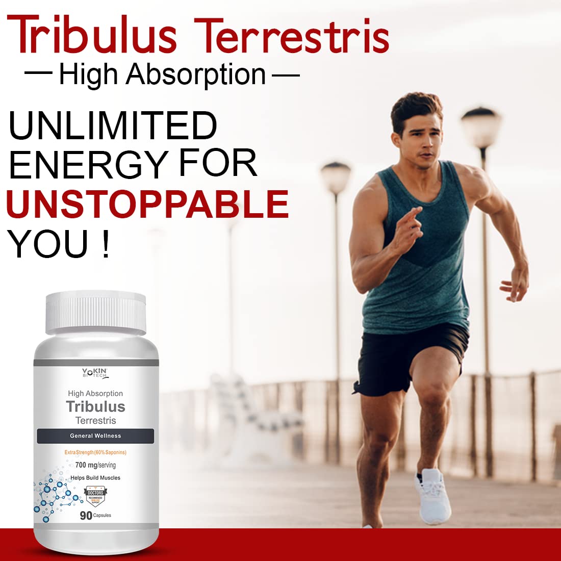 Vokin Biotech Tribulus Terrestris 700mg Energy, Performance & Stamina 90 Veg Capsules