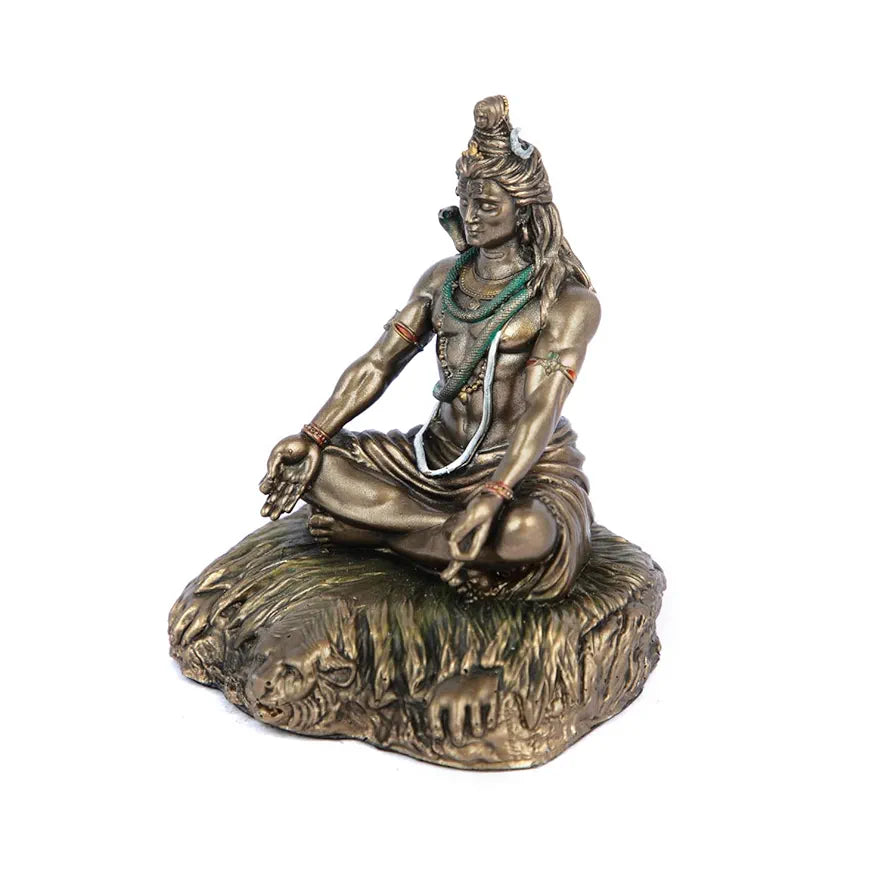 CraftVatika Handmade Shiva Murti Statue Idols Sculpture for Car Dashboard Resin