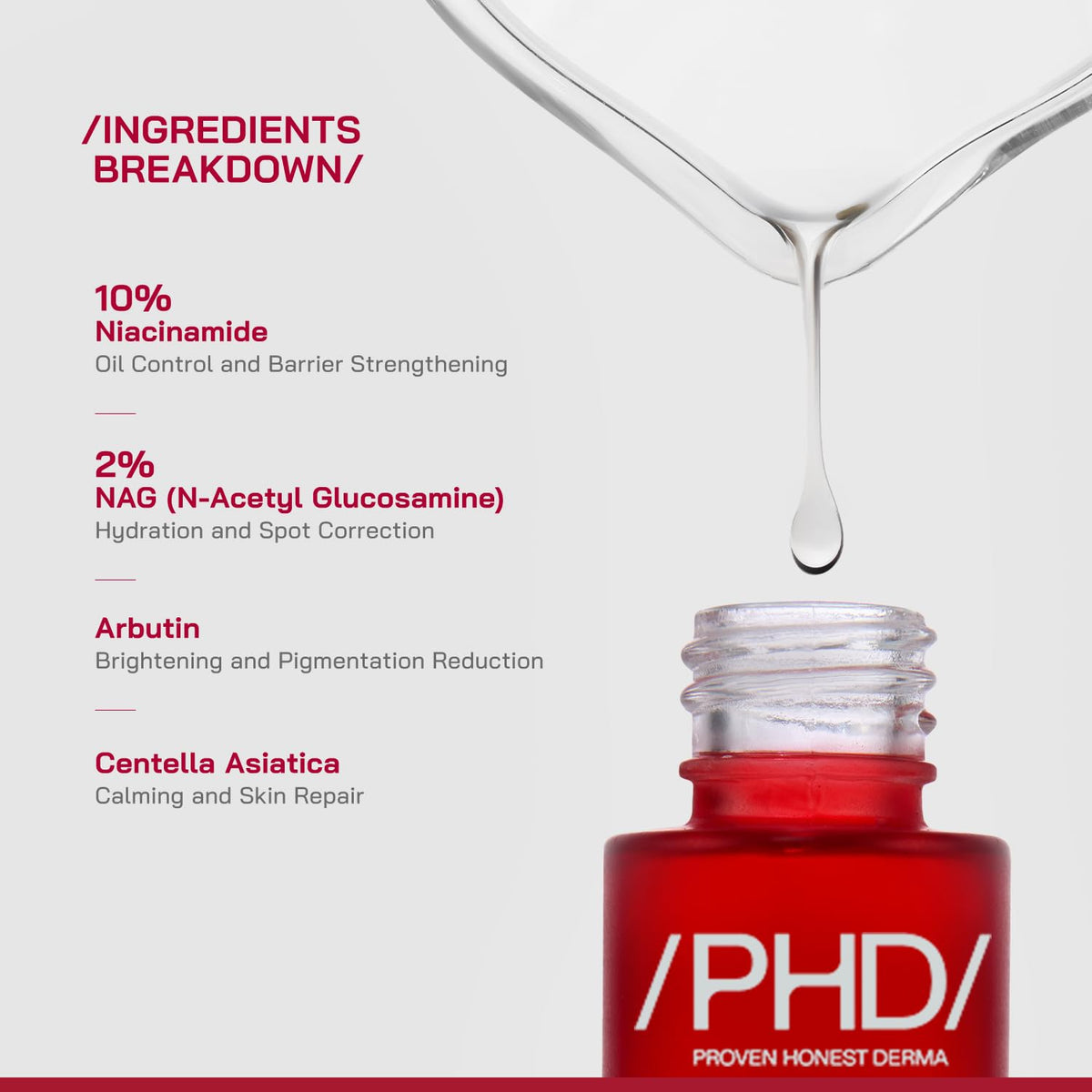 /PHD/ 10% Niacinamide Spot Correcting Serum | Niacinamide Serum for Oily Skin, Acne Scars & Enlarged Pores | Face Serum for Acne Prone Skin with 2% NAG | Brightens & Smoothens Skin | Fades Marks, Controls Oil, Removes Blemishes & Pore Care I 30ml