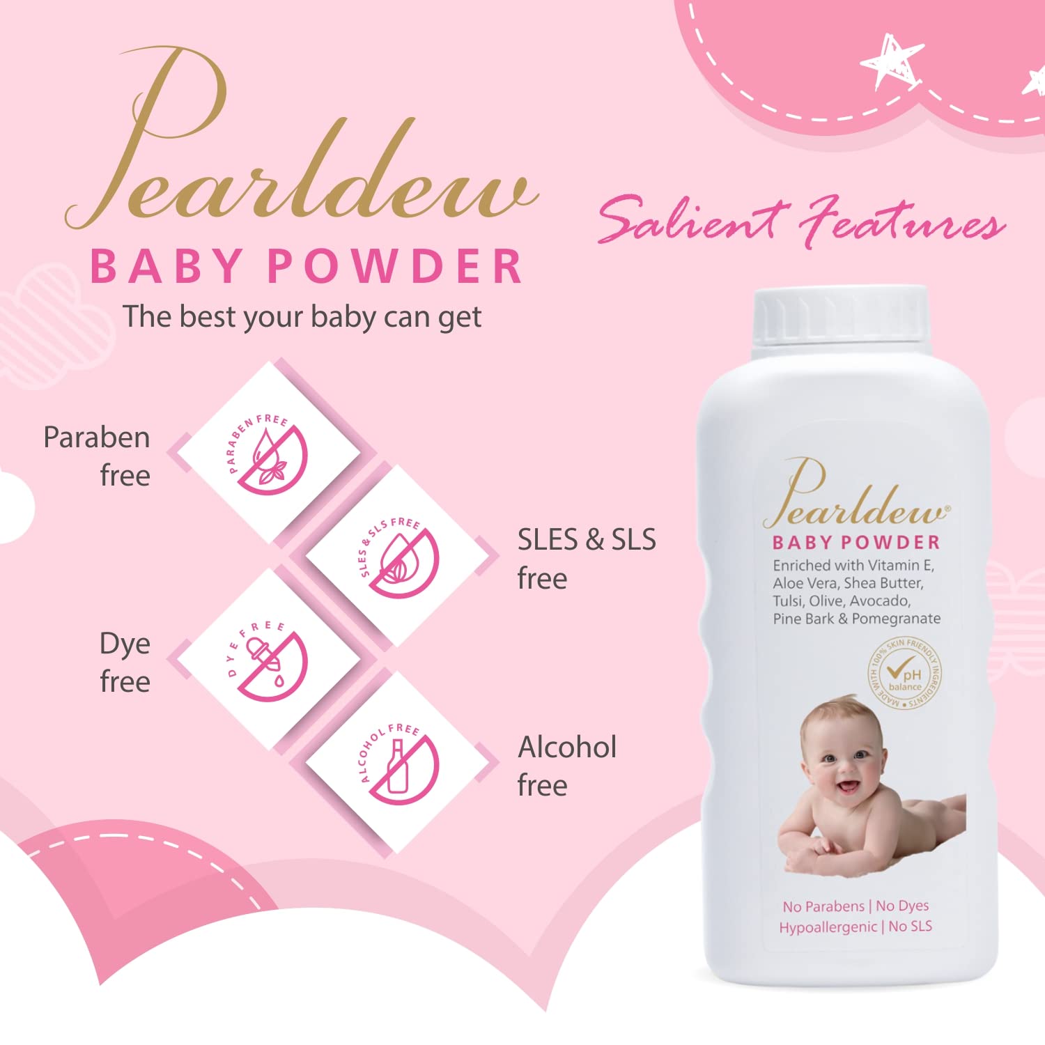 Pearldew Baby Powder - 100 Gms | Pack of 2