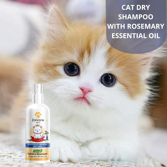 Zoivane Cat Dry Shampoo 200 Ml | Extra White 5 in 1 Cat Shampoo With Conditioner | Cat Shampoo for Persian Cat Hair Fall