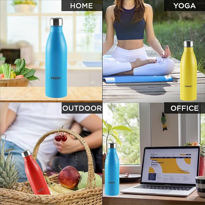 Vinod ICY Classic Stainless Steel Water Bottle Set of 3 - 1000ml