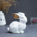 Ecraftindia Geometric Polyresin White Rabbit Statue Animal Figurine Decorative Showpiece for Home