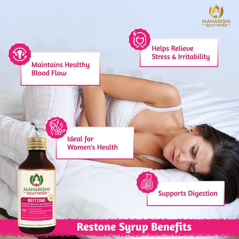 Maharishi Ayurveda Restone Syrup - Natural Supplement for Women with 15+ Herbs | Ideal for Women's Health and Wellness | Synergistic Combination of Time-tested Herbs - 200 ml