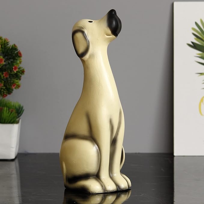 Ecraftindia Sitting White Dog Handcrafted Polyresin Decorative Showpiece