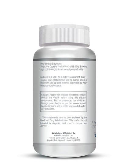 Vokin Biotech L-Tyrosine 500mg- Support Cognitive Health May Reduce Effect Of Stress & fatigue-
