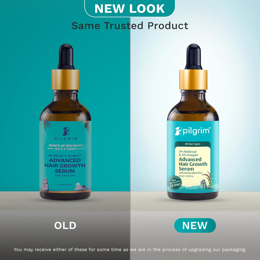 PILGRIM Redensyl 3%+Anagain 4% Advanced Hair Growth Serum For Scalp(50Ml) With Natural Ingredients Korean Black Rice,Controls Hair Fall,Stimulates,Increases Hair Density|Hairgrowth Serum For Unisex