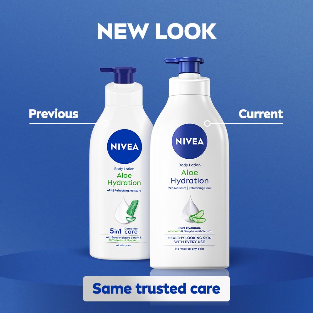 NIVEA Aloe Hydration Body Lotion 600 ml | 72 H Moisturization | Refreshing | Non Sticky Feel | With Goodness of Aloe Vera For Instant Hydrating In Summer | For Men & Women