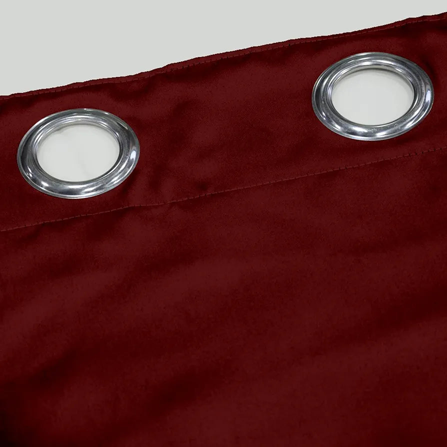 Divine Casa Micro Satin Semi Blackout Door Curtains 7 Feet Maroon Solid Light Filtering Curtains (Pack of 2)