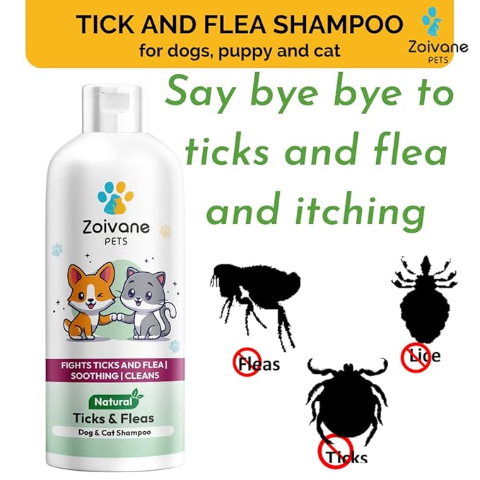 Zoivane Dog Shampoo - 500ml | Tick and Fleas Dog and Cat Shampoo | Ticks Shampoo for Dog | Pack of 1