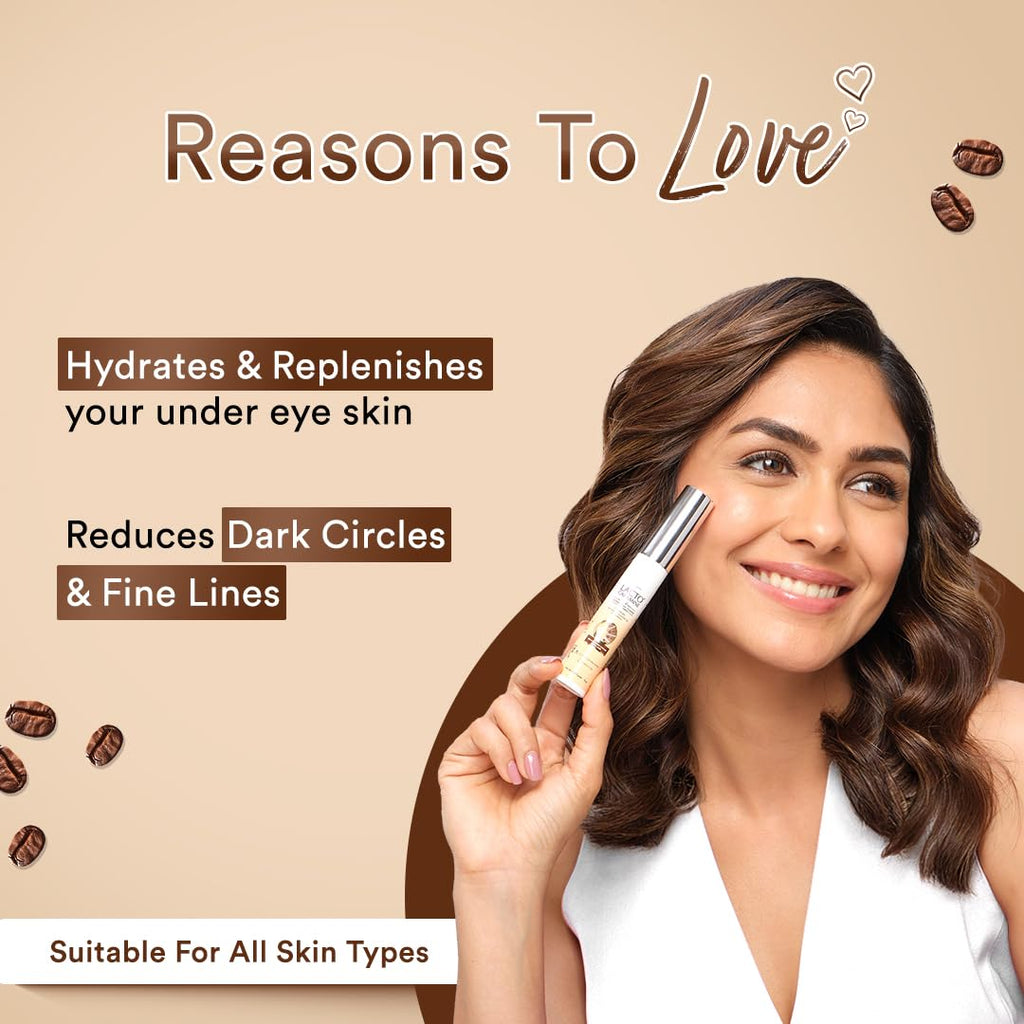 Lacto Calamine Under Eye Cream For Dark Circles for Women & Men | Fine Lines & Puffy Eyes With Cooling Massage Roller | 15g | With Coffee Oil, Multi-Peptides, Niacinamide, & Vitamin E