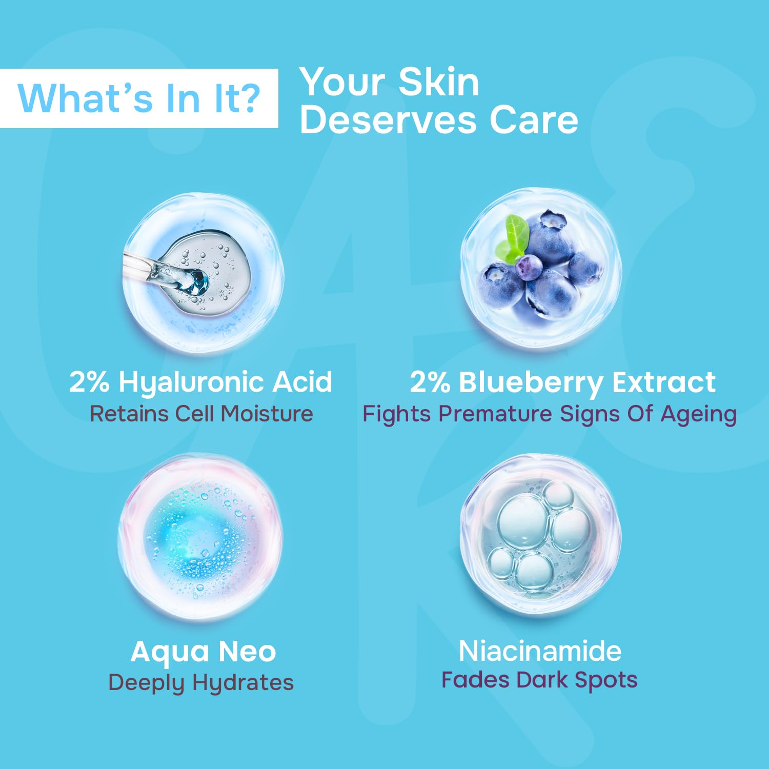 Swiss Beauty Care Dew Lock Face Serum | 24-Hour Hydration | 2% Hyaluronic Acid & Blueberry Extract | Lightweight | 30ml