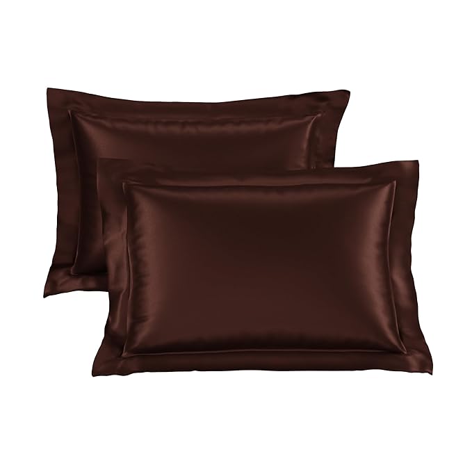 Stoa Paris Pillow Covers, Set of 2 Pieces Satin Pillow Covers Colour Chocolate