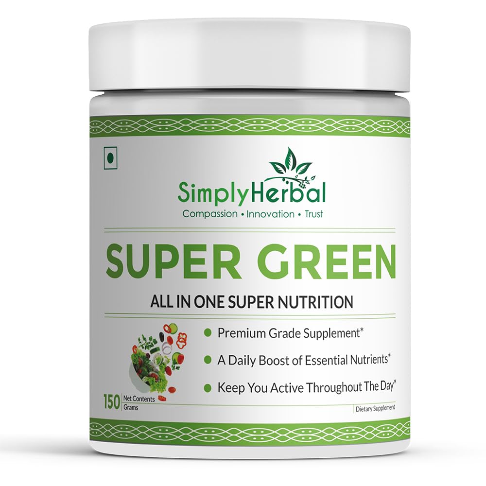 Simply Herbal Super Greens & Herbs Mix â€“ Detox & Digestive Support with Spirulina, Amla, Chlorella & Antioxidants â€“ 150g