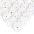 100PCS White Rose Artificial Flower Heads Real Looking Stemless Foam Roses Fake Flowers Bulk with Crystal White with Crystal