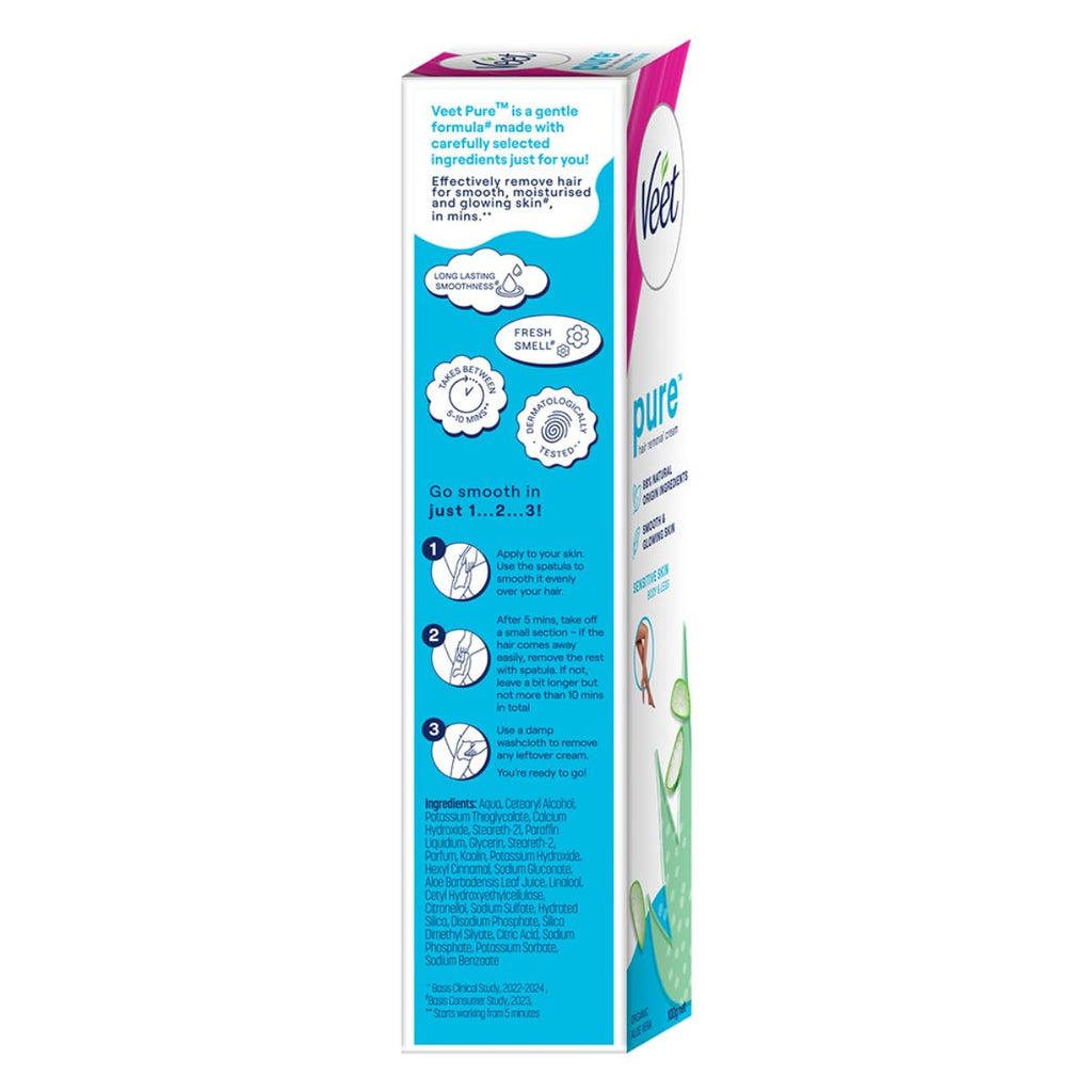 Veet Pure Hair Removal Cream for Women For Sensitive Skin - 100g | Suitable for Legs, Underarms, Bikini Line, Arms