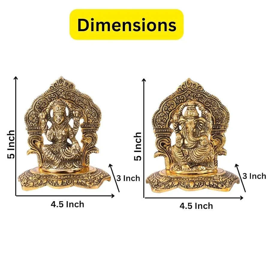 Laxmi Ganesh Set Idol Showpiece Metal Gold Plated Lakshmi Ganesha Idols