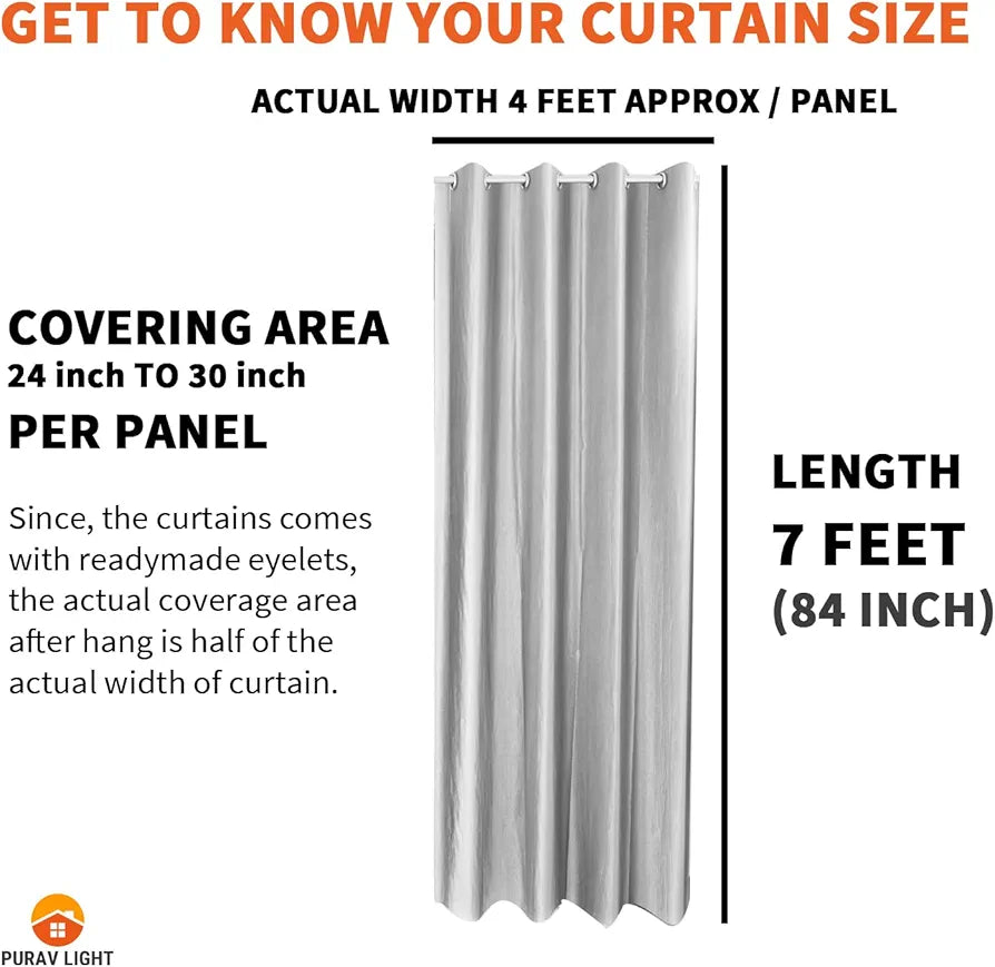 Purav Light Leaf Velvet Room Darkening Door Curtains 7 feet Long 1 Piece