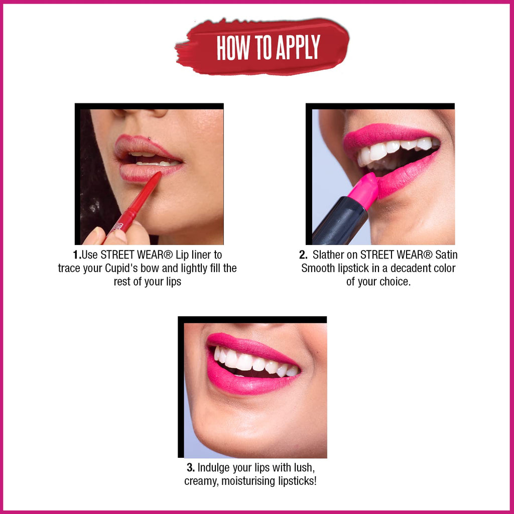 STREET WEAR Satin Smooth Lipstick -FOREVER MAUVE (Mauve) - 4.2 gms - Longwear Creme Lipstick, Moisturizing, Creamy Formuation, 100% Color payoff, Enriched with Aloe vera, Vitamin E and Shea Butter