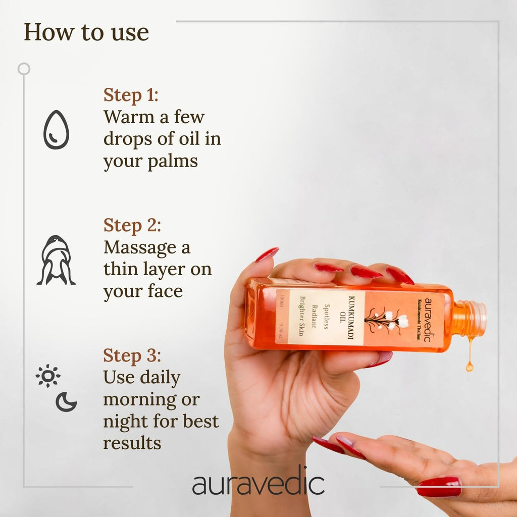 Auravedic Kumkumadi Tailam Oil for Face - 100 ml (Pack of 3)