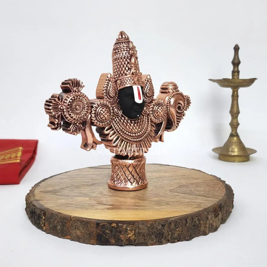 Gold Art India Lord Venkateswara Balaji Idol Copper-Plated Antique Matte Finish