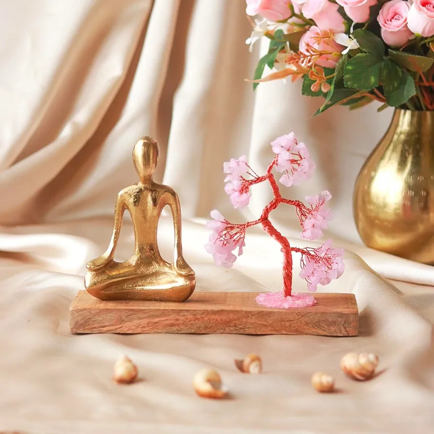 Ritualistic Nirvana Rose Quartz Crystal Tree Handcrafted Bonsai