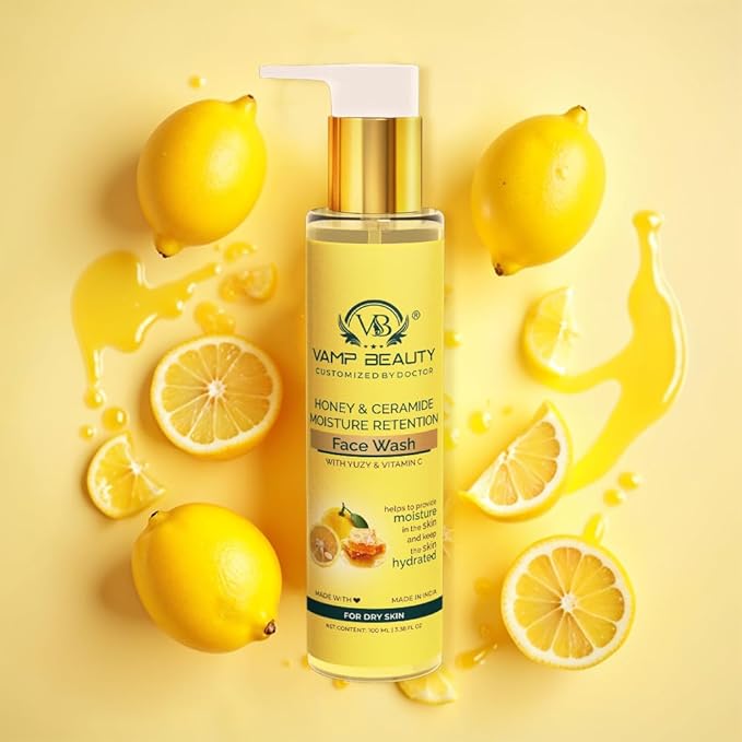 Vamp Beauty Honey & Ceramide Moisture Retention Face Wash With Goodness of Yuzu & Vitamin C - 100 Ml