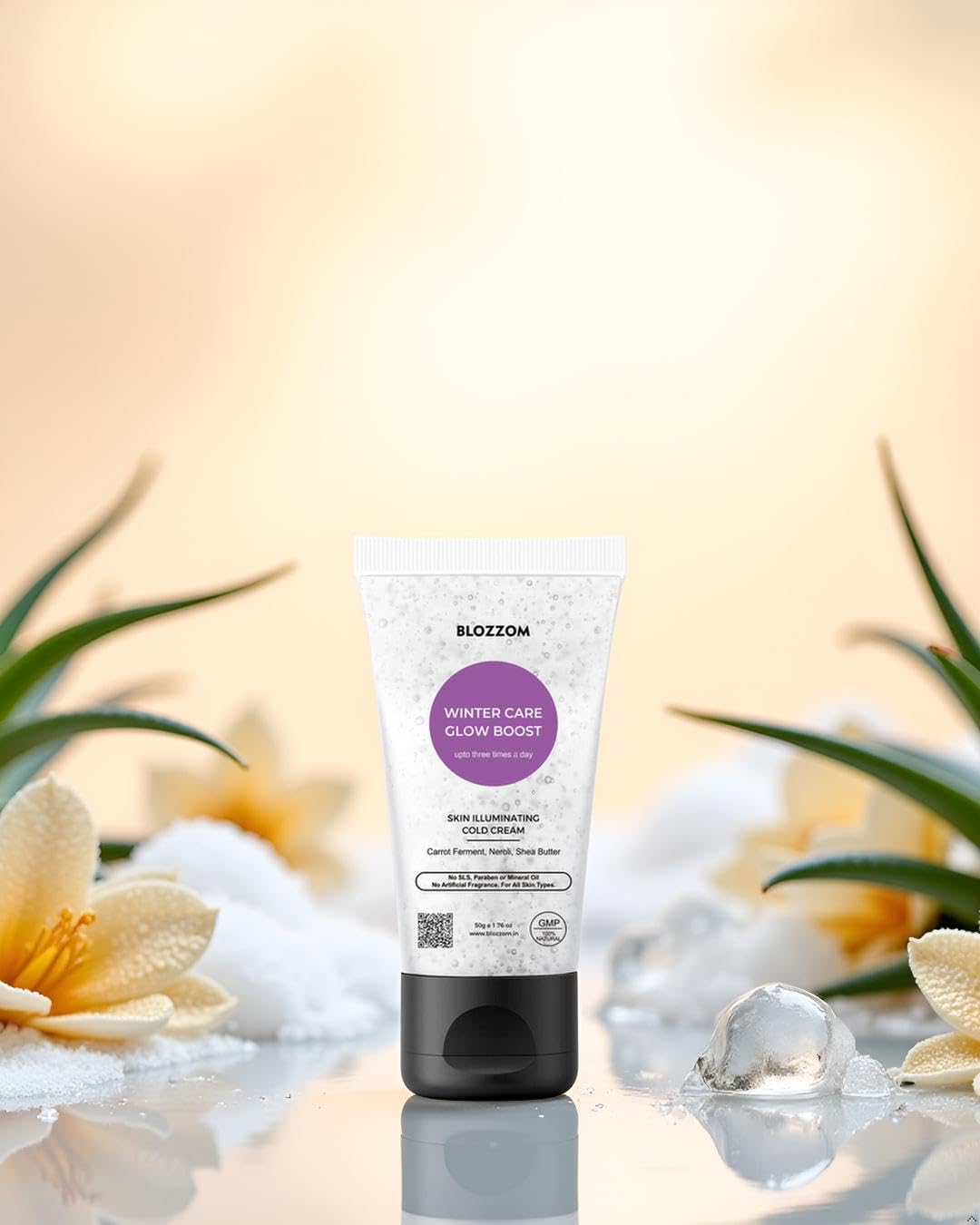 Blozzom Moisturizing Cold Cream for Glow Boost 50g â€“ With Shea Butter & Neroli, Brightens Skin, Removes Blemishes, Non-Greasy, Quick Absorbing Suitable for All Skin Types