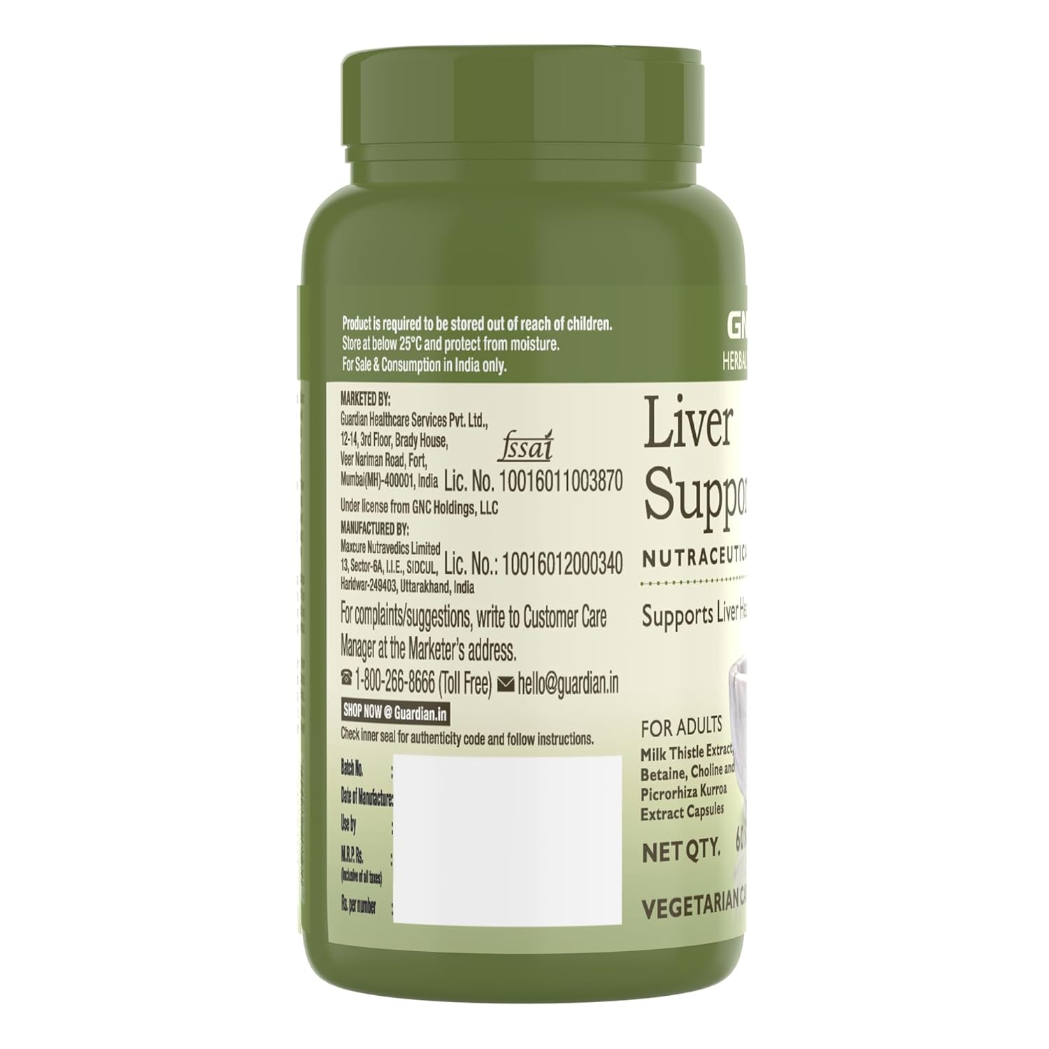 GNC Herbal Plus Liver Support With Milk Thistle & Picrorhiza | 60 Capsules | Cleanses Liver | Protects Liver Health | Facilitates Fat Metabolism | Provides Antioxidant Support | Formulated in USA