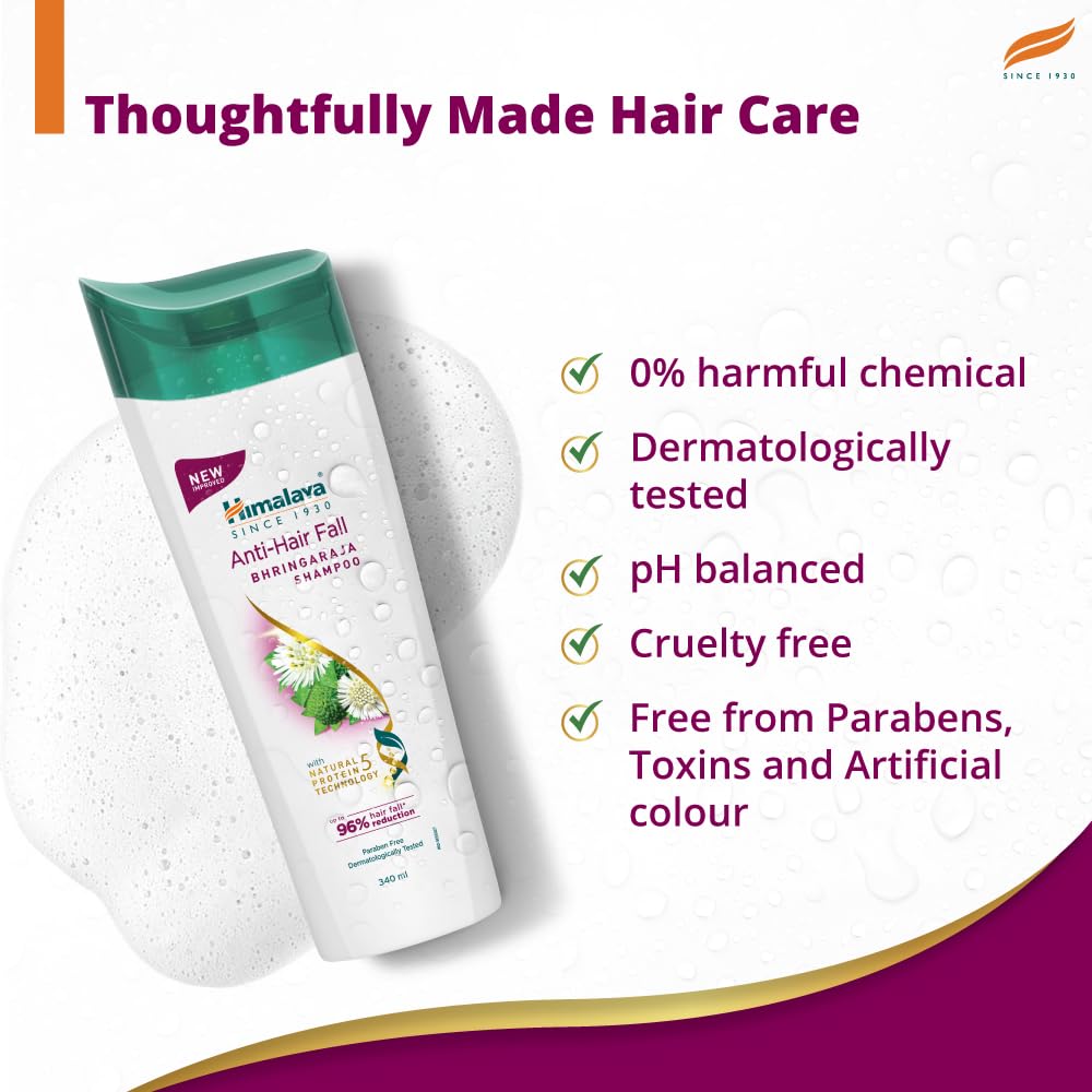 Himalaya Anti-Hair Fall Bhringaraja Shampoo, Reduces Hair Fall, Makes Hair Healthy, With Bhringaraja & Palasha,for men and women, 180ml