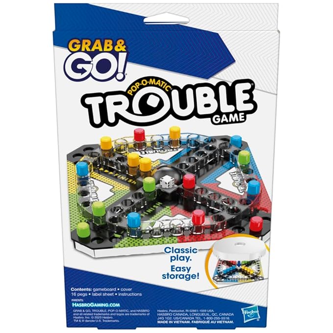 Hasbro GamingTrouble Grab and Go Game for Kids Ages 5 and Up