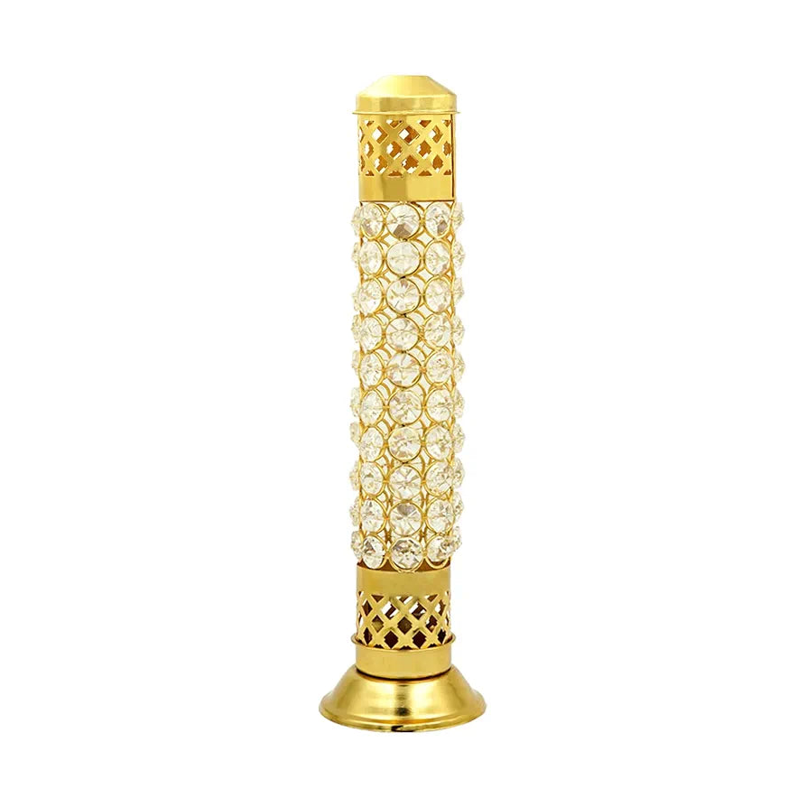 Shubhkart Nitya Brass Crystal Incense Holder with Ash Catcher Brass 235 gms