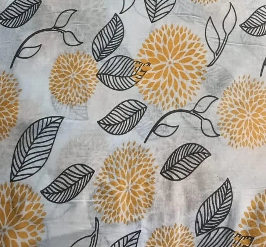 Trance Home Linen 150 GSM 100% Cotton Reversible Dohar Double Bed Size AC Blanket Comforter Soft Light-Weight Bed Blanket Colour Yellow White Flowers