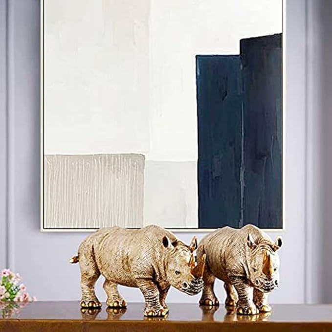 Indicast Resin 12" Inch One Horned Rhinoceros Showpiece Table Accent Collectible Figurines for Home Interior Decor