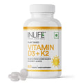INLIFE Vitamin D3 K2 Supplement | Derived from Lichen (Plant Based) & Vitamin K2 (MK7) | Supports Bone, Teeth, Heart, Immunity, Mood, Strength, Recovery | For Men & Women - 60 Vegetarian Tablets