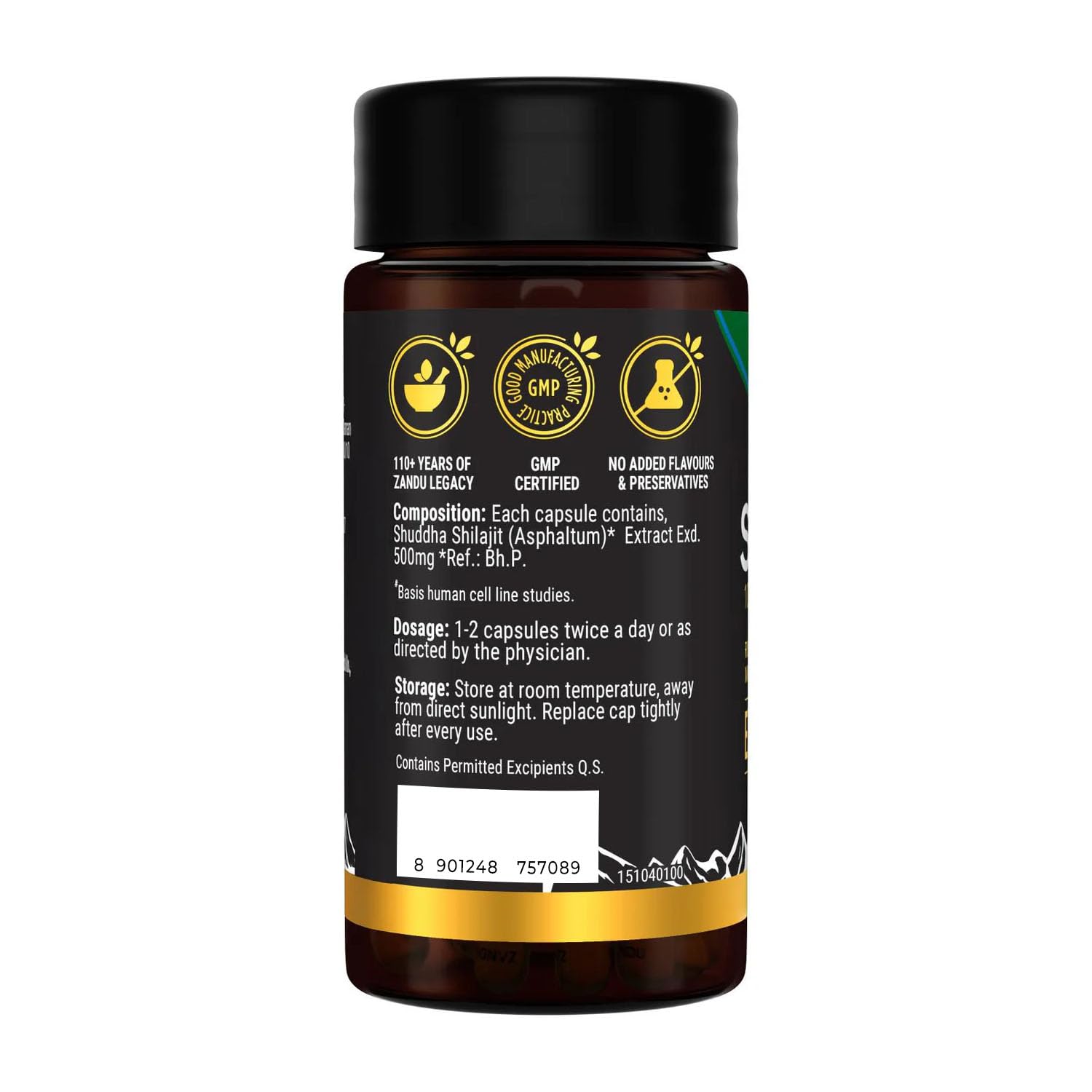 Zandu Shilajit Capsules, Infused with Goodness of Natural Shilajit Extracts, Helps Boost Immunity & Energy, Supports Metabolism -Pack Of 60 Vegetarian Capsules