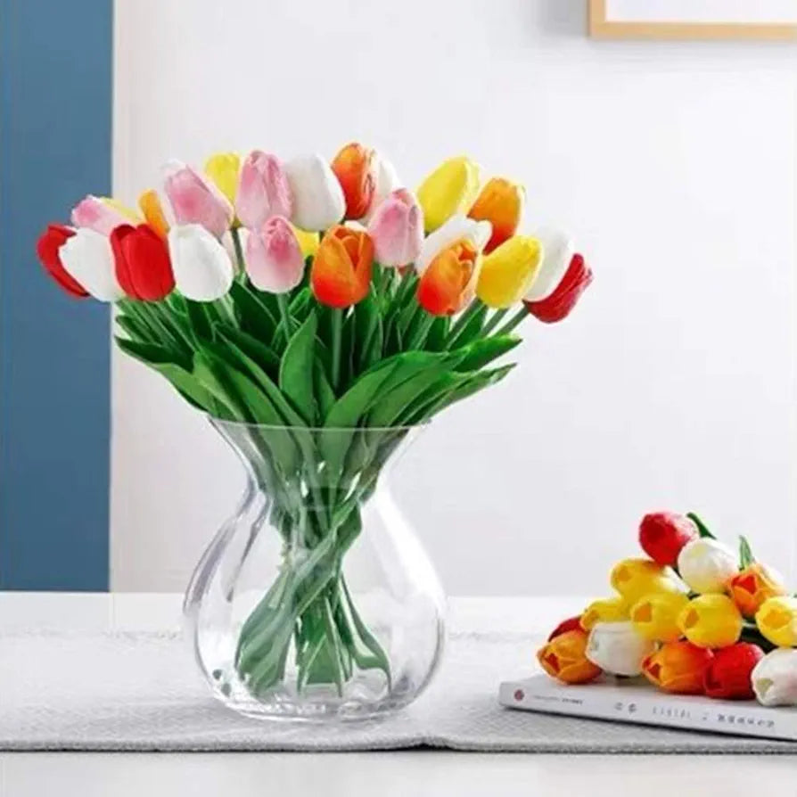 PU Real Touch Tulips Artificial Flowers 12 Pcs Flowers Arrangement Bouquet Colourful
