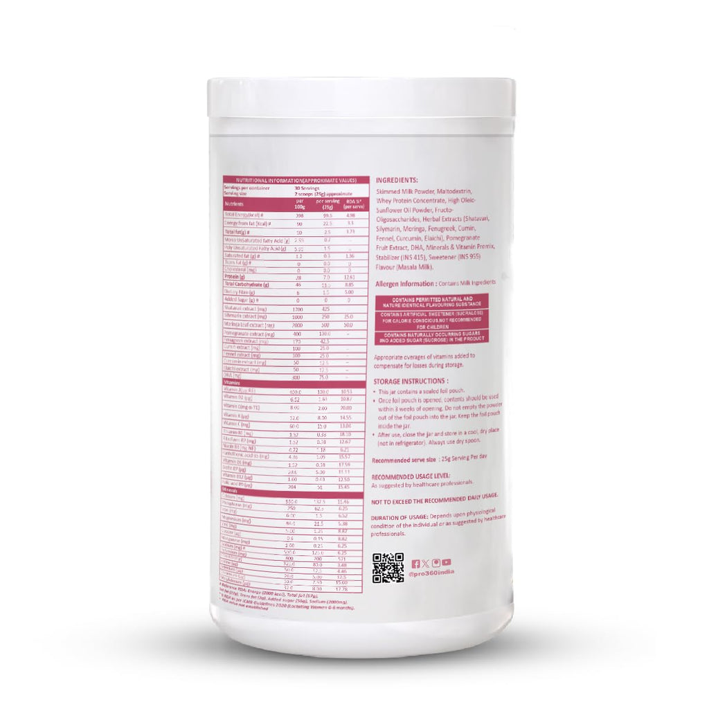 Pro360 Lacton for Breastfeeding and Lactating Mothers Milk Nutrition Powder - Lactation Supplement Booster with Herbal Extracts, Helps to Increase Breast Milk - Masala Milk Flavor 750g