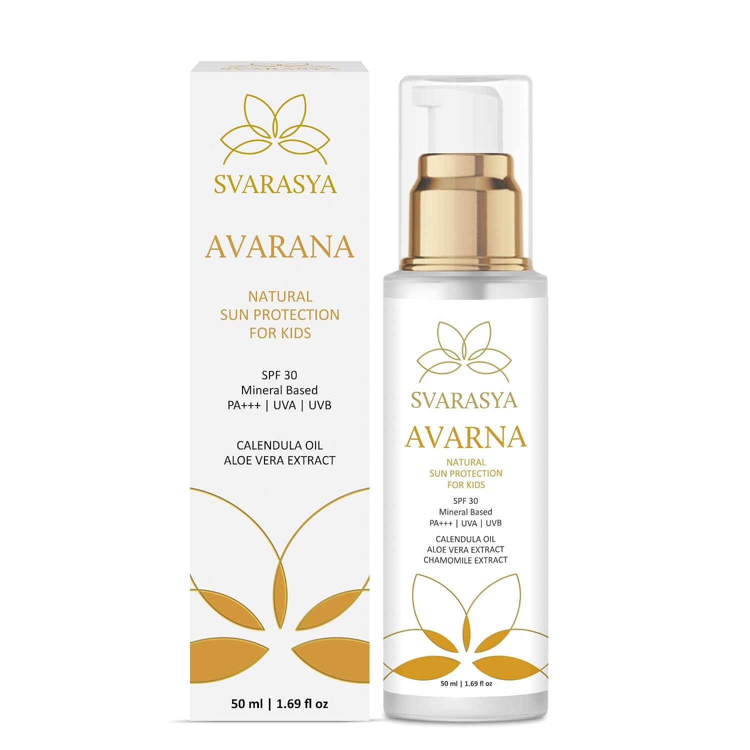 Svarasya Avarna Sunscreen for Kids, 50ml Mineral-Based Kids Sunscreen SPF 30 PA+++, UVA/UVB Protection, Non-Greasy Suncream, Safe for Children Above 6 Months