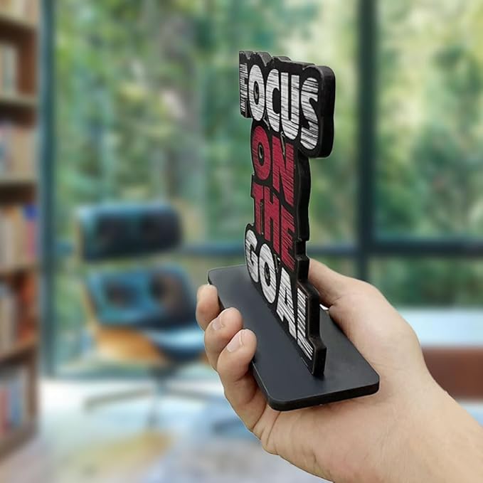Artvibes Wooden Idols and Figurine Focus on the Goal Quote Table Decor for Office Desk Showpiece | Home Decoration