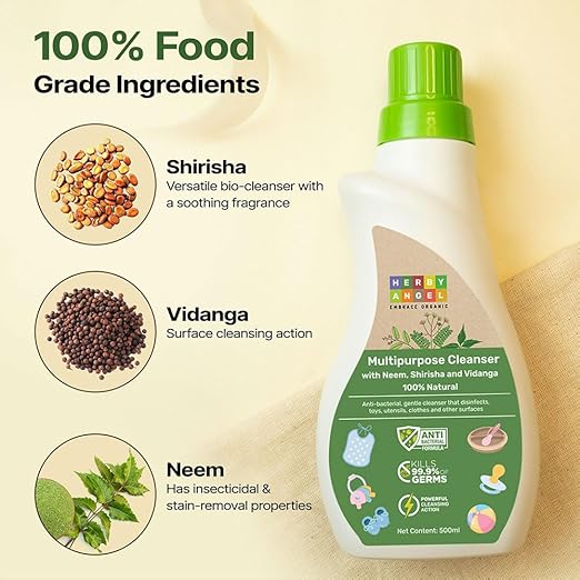 Herby Angel Baby Feeding Bottle Cleaning liquid Multipurpose Cleanser - 500 ml
