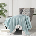 Sashaa World Soft Throw Blanket Colour Ice Blue/White
