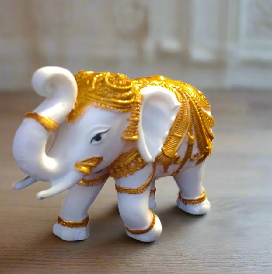 Alila Gold Coated Elephant Showpiece Elephant Decorative Items for Home 4 inch Vastu Idols