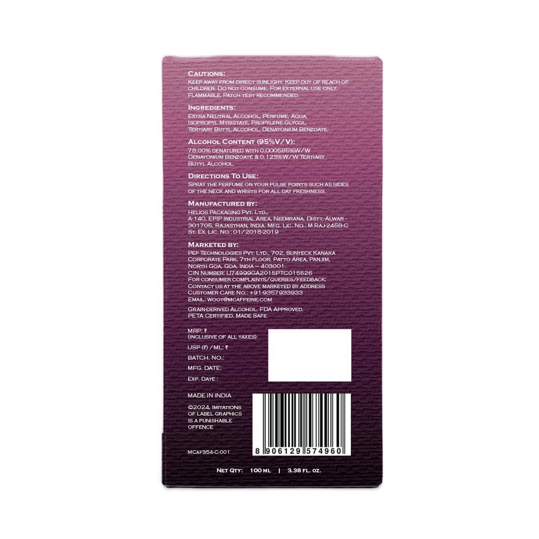 FIEN Cherry Wine Perfume for Women - 100ml
