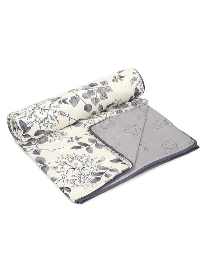 Cortina Ultra-Soft Microfiber Reversible 120 GSM Abstract Single AC Blanket Quilt Dohar | White