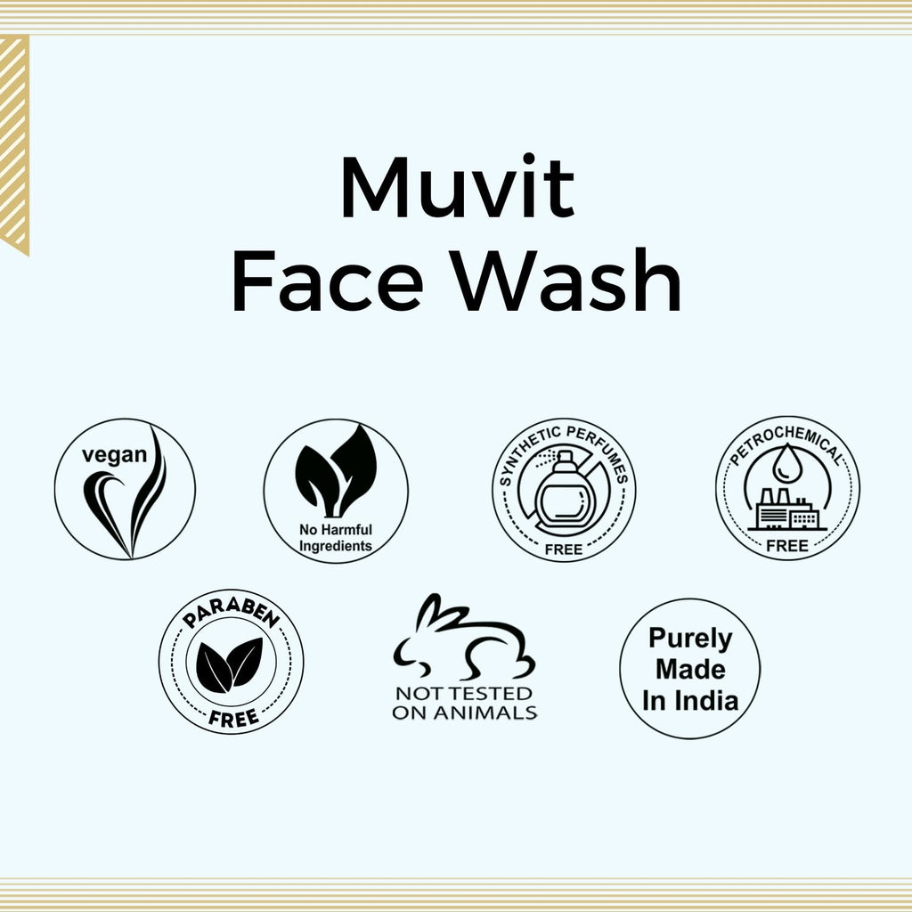 Aroma Treasures Muvit Face Wash | multivitamin face wash enriched with vitamin A, C, E, F, & B5, Vanilla Extract, Ylang Oil & Jasmine Oil | Suitable for all skin types - 100ml
