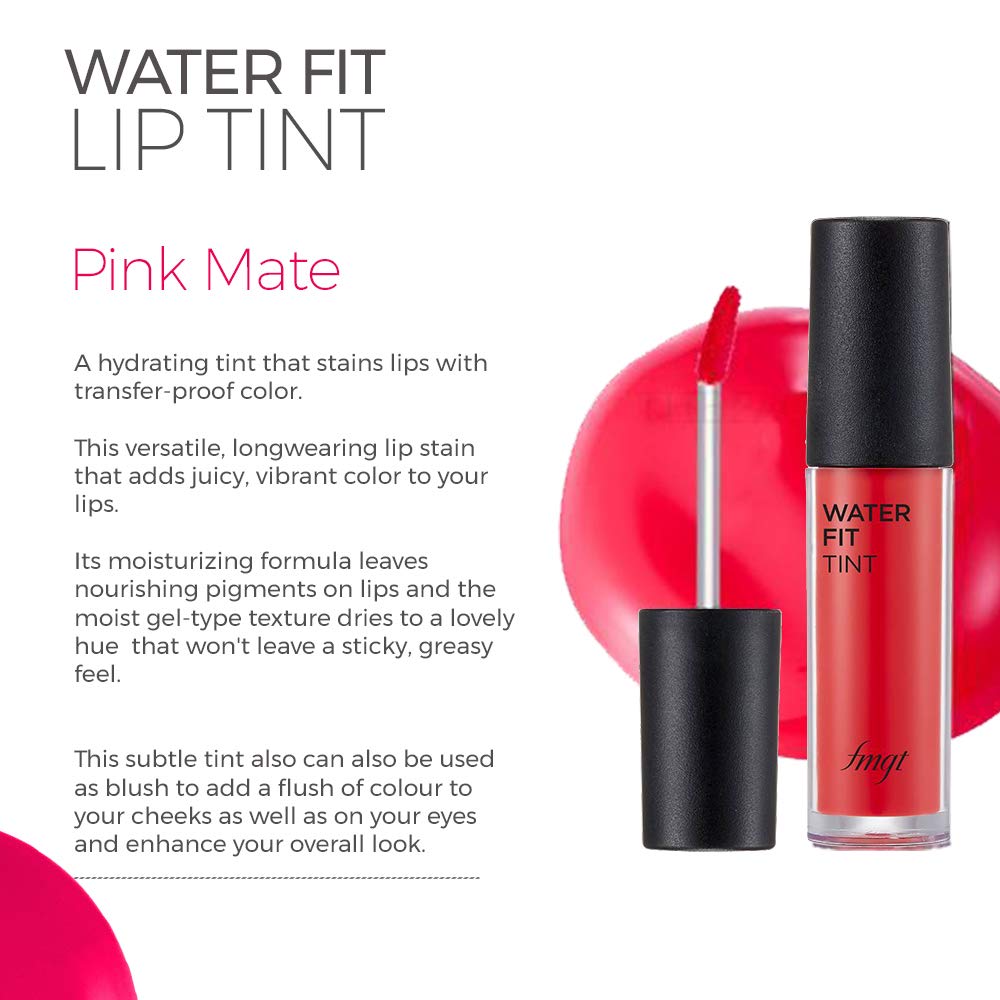 The Face Shop Waterproof and Long Lasting Water Fit Lip Tint, Lip Stain, CrÃ¨me Finish, 5g - Pink Mate